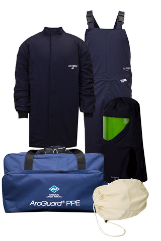 NSA ArcGuard® Compliance™ Arc Flash Kit with Short Coat & Bib Overall, No Gloves (KIT4SC40)