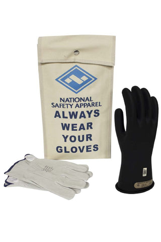 NSA Class 00 Rubber Insulating Voltage Glove Kit - Black (KITGC00)