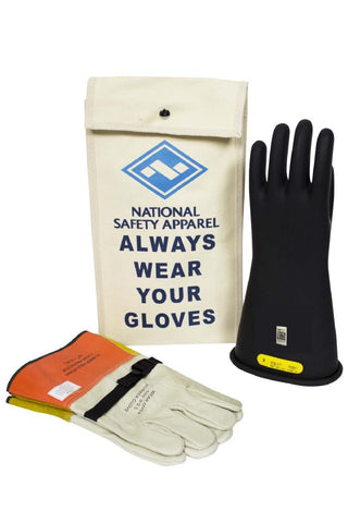 NSA Class 2 Rubber Insulating Voltage Glove Kit =- Black (KITGC2)
